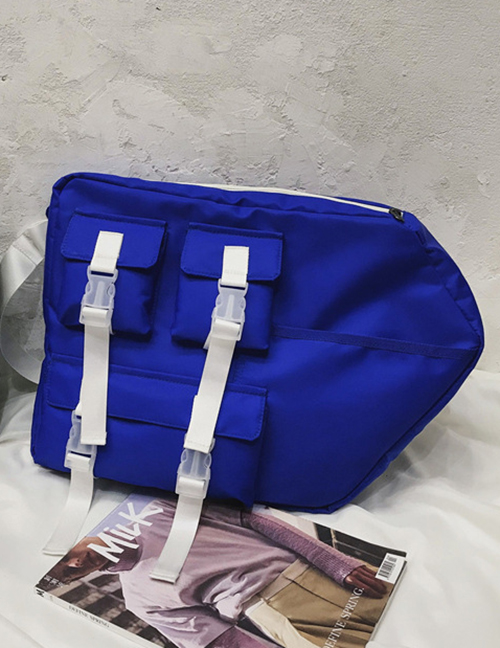 Fashion Blue Webbing Buckle Crossbody Shoulder Bag