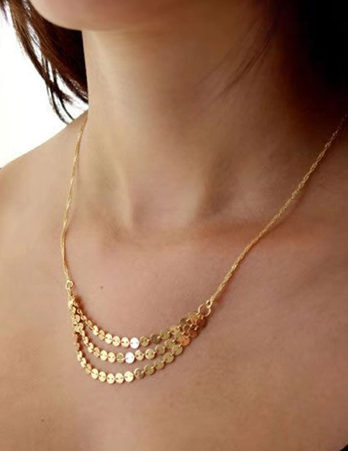 Fashion Gold Sequined Multi-layer Necklace