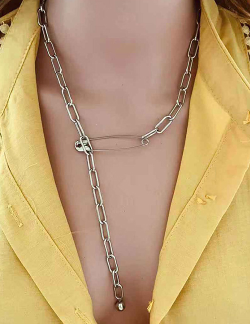 Fashion White K Oval Chain Chain Pin Necklace
