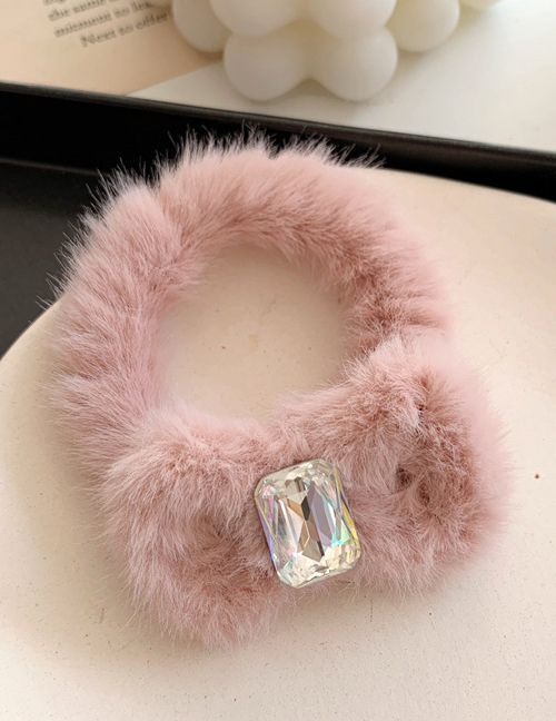Fashion Hair Rope - Pink Diamond-like Rabbit Hair Bb Clip