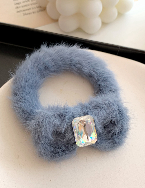 Fashion Hair Rope - Blue Diamond-like Rabbit Hair Bb Clip