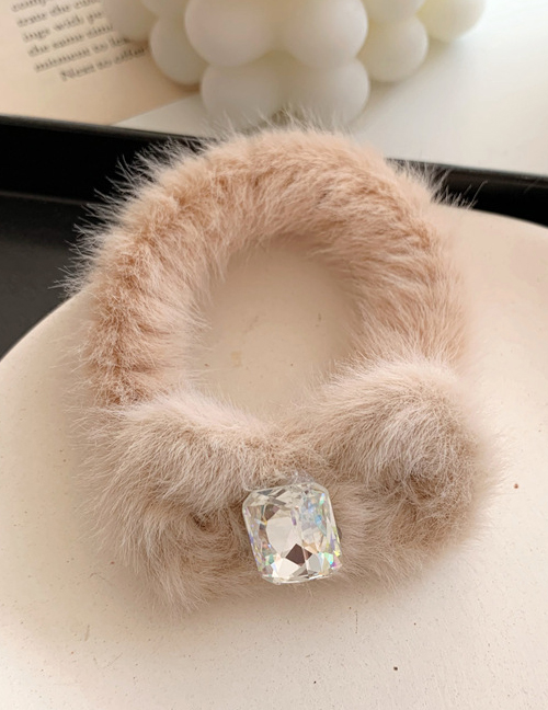 Fashion Hair Rope - Beige Diamond-like Rabbit Hair Bb Clip