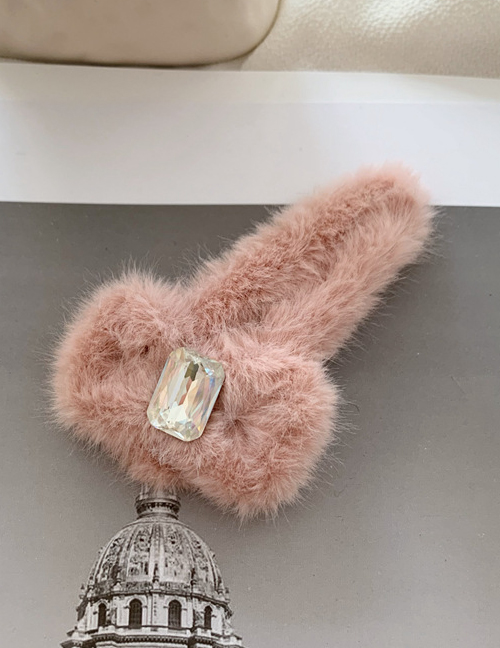Fashion Hairpin - Pink Diamond-like Rabbit Hair Bb Clip