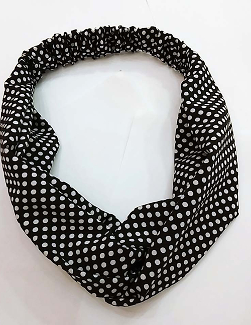 Fashion Black Wave Point Cross Hair Band Polka-knotted Wide-breasted Cross-headband