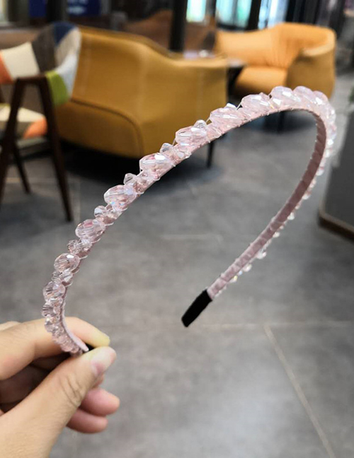 Fashion Light Pink Winding Beads Fine-edged Crystal Headband
