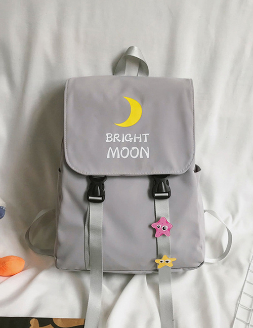Fashion Gray Moon Letter Printed Backpack