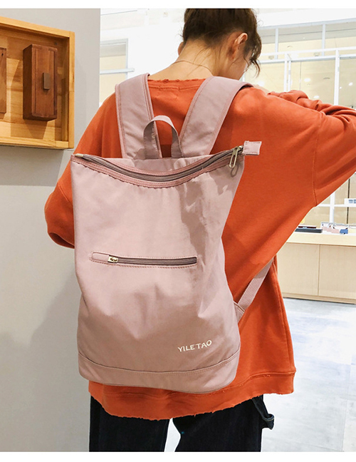 Fashion Pink Letter Embroidery Backpack