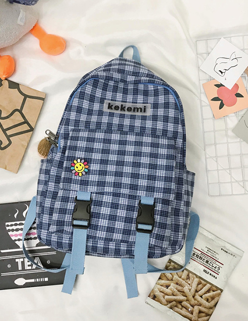 Fashion Blue Plaid Backpack