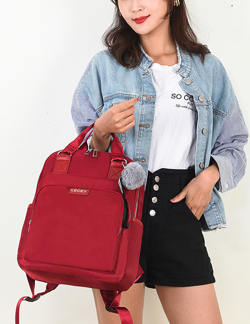 Fashion Red Send Pendant Ribbon Splicing Backpack