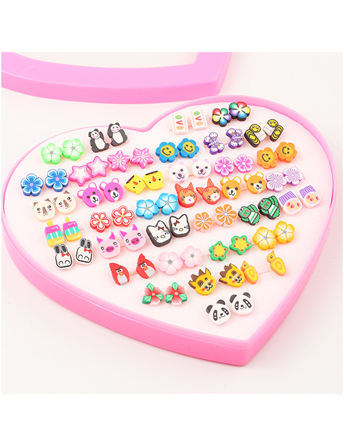 Fashion Color Fruit Soft Ceramic Animal Earrings 36 Pairs