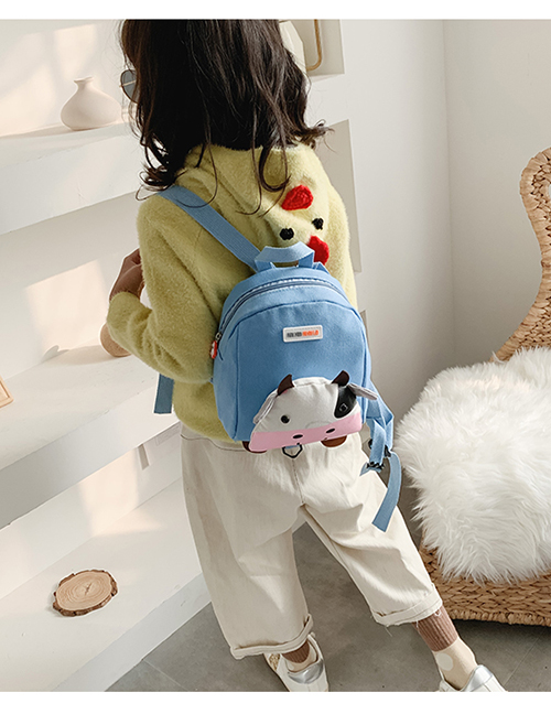 Fashion Blue Cartoon Animal Anti-lost Children's School Bag