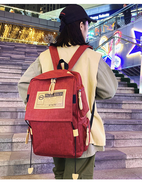 Fashion Red Oxford Cloth Backpack