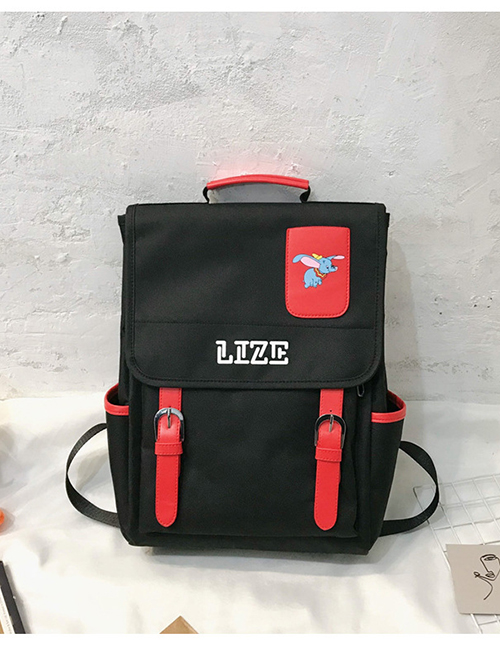 Fashion Black Flying Elephant Contrast Flip Canvas Shoulder Bag