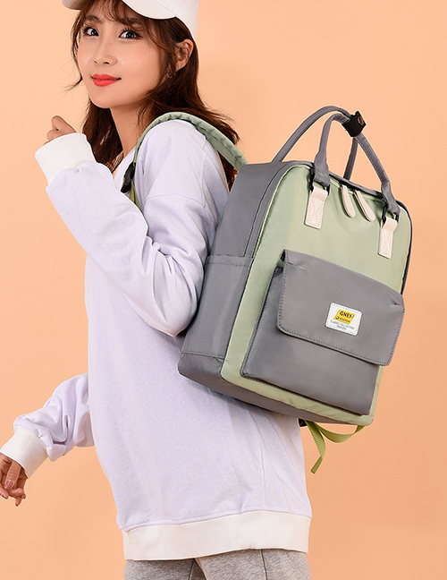 Fashion Green Contrast Stitching Backpack