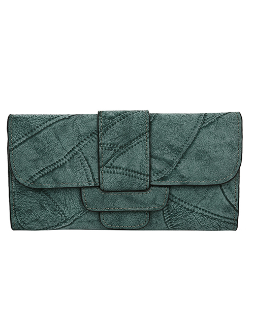 Fashion Green Wallet 3 Fold Long Change Clip 2 Piece Set