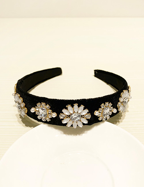 Fashion Black Resin Alloy Diamond Headband