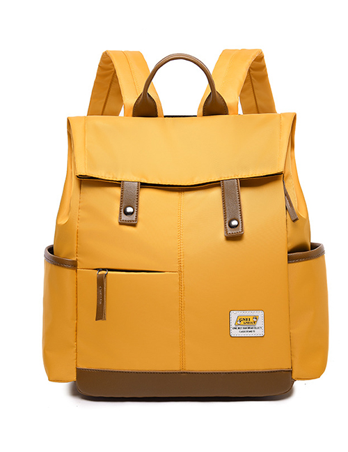 Fashion Yellow Labeled Contrast Backpack