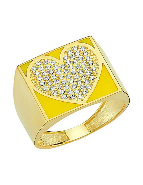 Fashion Yellow Love Gold-plated Oil-loving Closed Ring