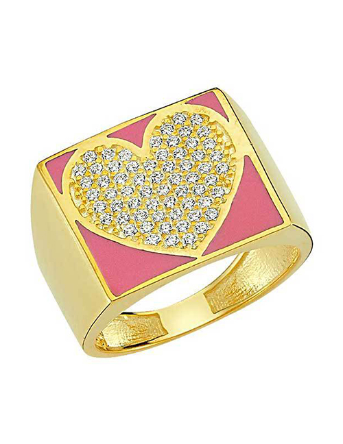 Fashion Pink Love Gold-plated Oil-loving Closed Ring