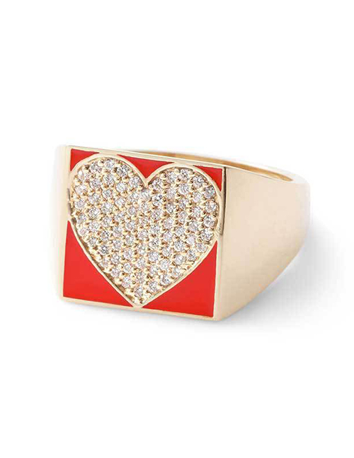 Fashion Red Love Gold-plated Oil-loving Closed Ring
