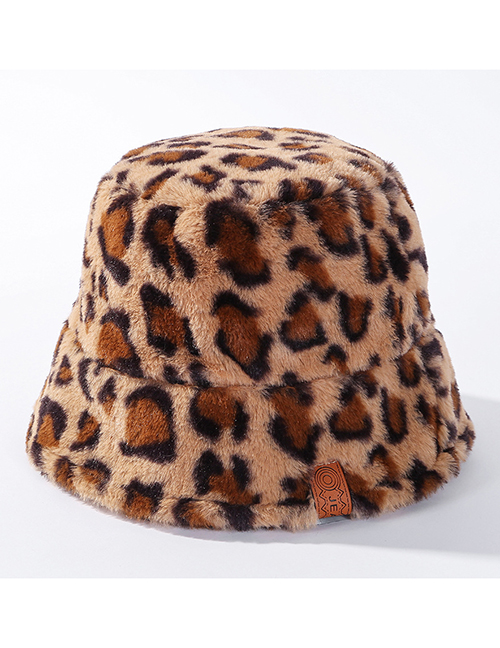 Fashion Camel Leopard Leopard-printed Velvet Hat