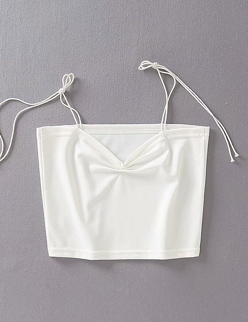 Fashion White Adjustable Strap V-neck Umbilical Strap Vest
