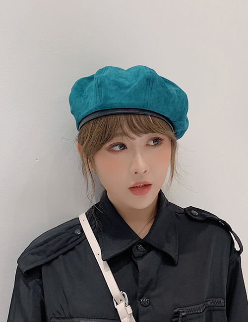 Fashion Cyan Solid Color Beret