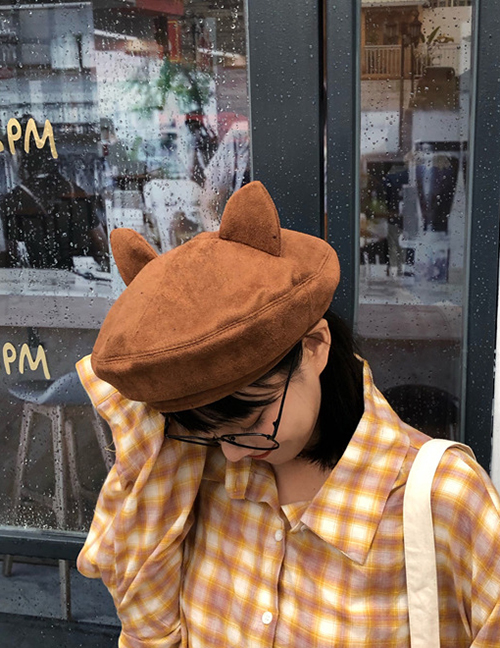 Fashion Caramel Wool Cat Ear Beret