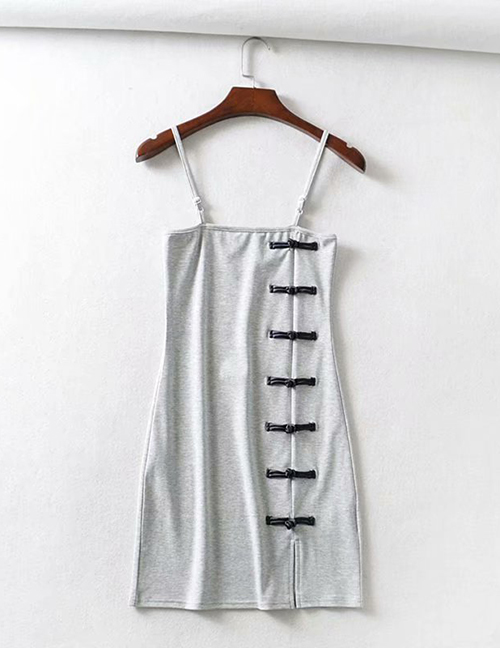 Fashion Gray Cheongsam Camisole Dress