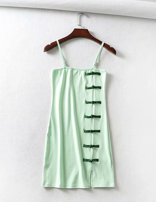 Fashion Green Cheongsam Camisole Dress