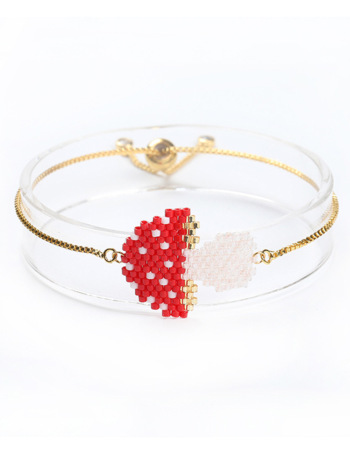 Fashion Red Rice Beads Woven Mushroom Bracelet