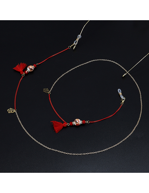 Red Ceramic Fringed Beads Chain