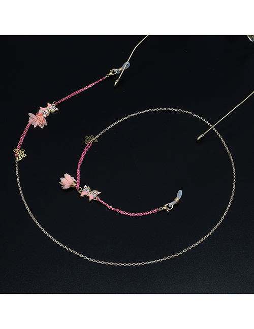 Pink Butterfly Flower Glasses Chain