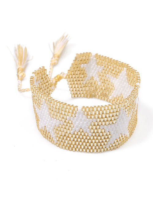 Yellow + White Tasseled Beads Woven Bracelet