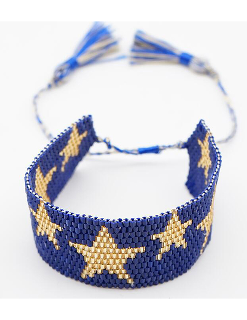 Blue Tasseled Beads Woven Bracelet