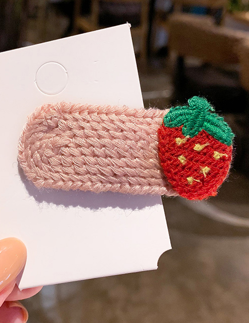 Strawberry Pink Hair Clip Wool Fruit Hair Clip  Alloy