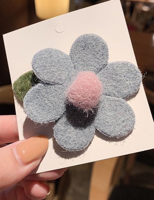 E Gray Flower Plush Top Clip  Alloy