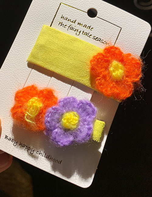 Yellow/pair Wool Flower Children's Hair Clip  Alloy