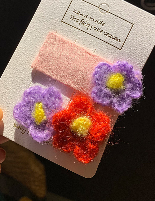 Pink/pair Wool Flower Children's Hair Clip  Alloy