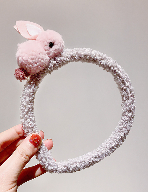 11# Pink Rabbit Headband Lamb Hair Stereo Cartoon Animal Hair Clip  Alloy