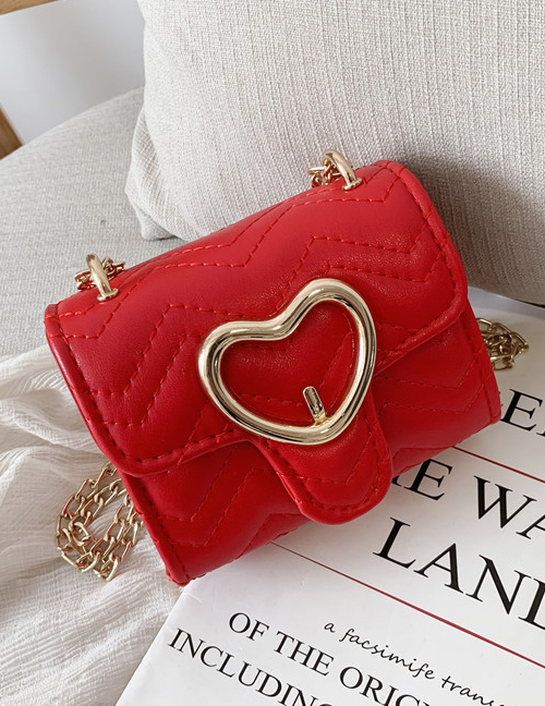 Fashion Red Embroidery Line Love Buckle Shoulder Messenger Bag