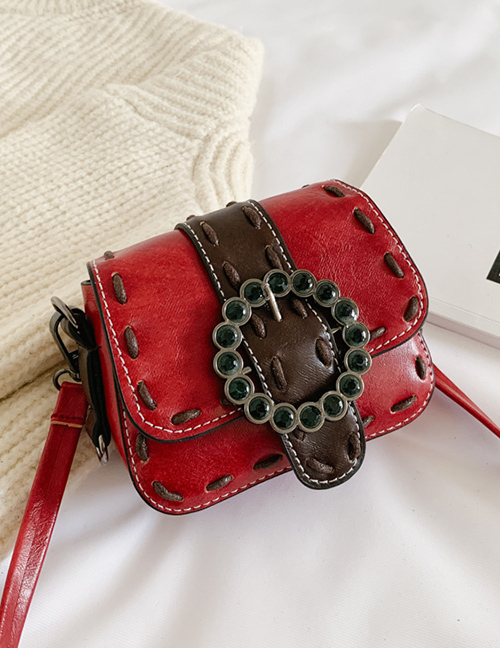Fashion Red Belt Buckle Child Shoulder Messenger Bag