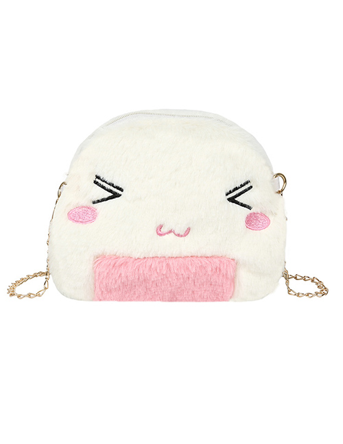 Fashion White Animal Plush Chain Portable Messenger Bag