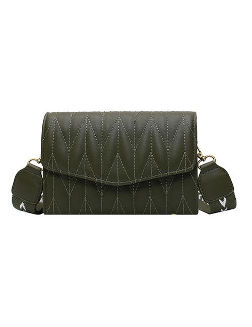 Fashion Green Broadband Rhombic Shoulder Messenger Bag