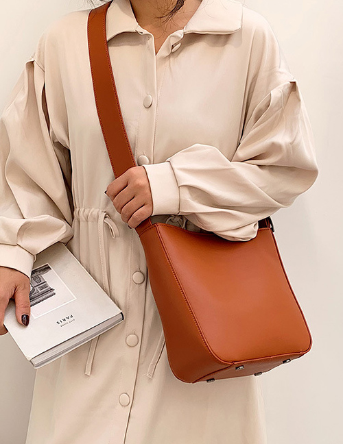 Fashion Orange Solid Color Wide Shoulder Strap Shoulder Bag