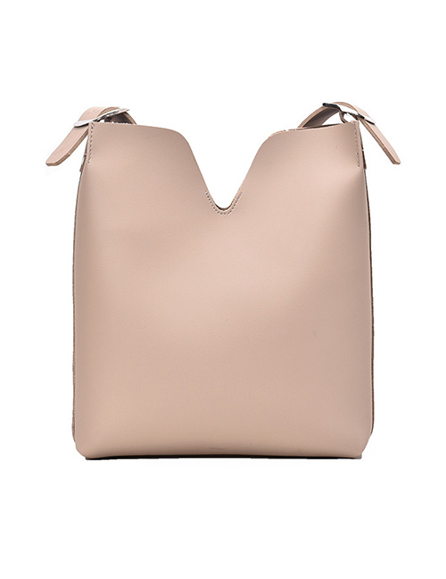 Fashion Large Khaki Solid Color Small V Shoulder Messenger Bag