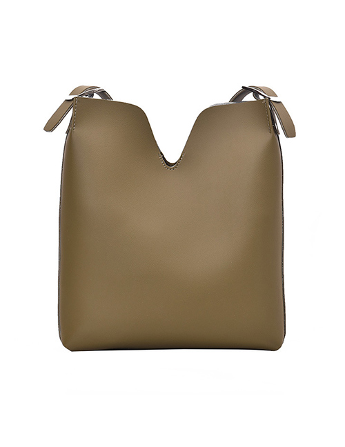 Fashion Small Green Solid Color Small V Shoulder Messenger Bag