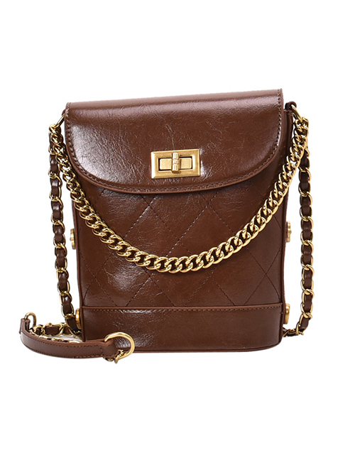 Fashion Brown Chain Shoulder Messenger Bag