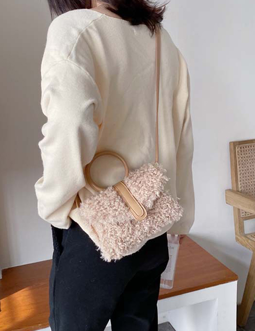 Fashion Khaki Woolen Stitching Shoulder Bag
