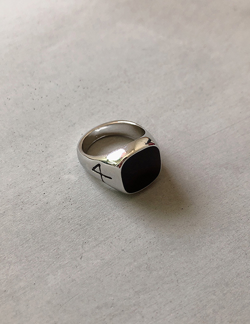 Fashion Black Gem Geometric Ring